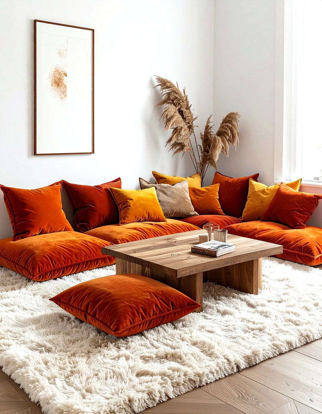 Reading nook floor pillows - 30 living room reading nook ideas