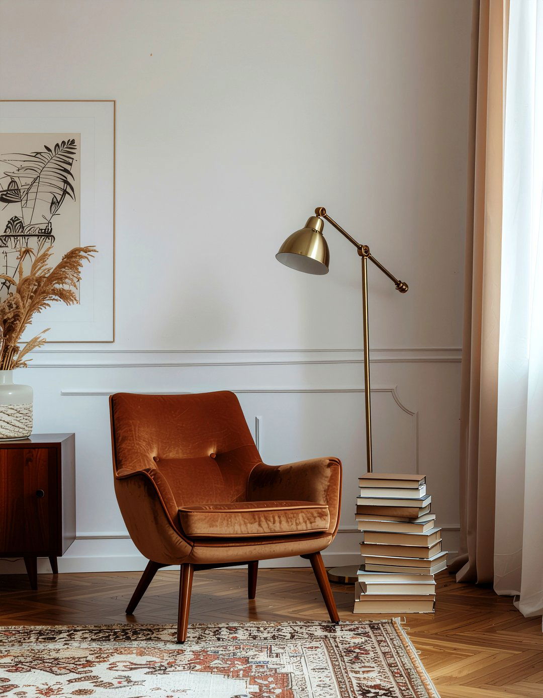 Reading nook with Barcelona chair - 30 living room Barcelona chair ideas