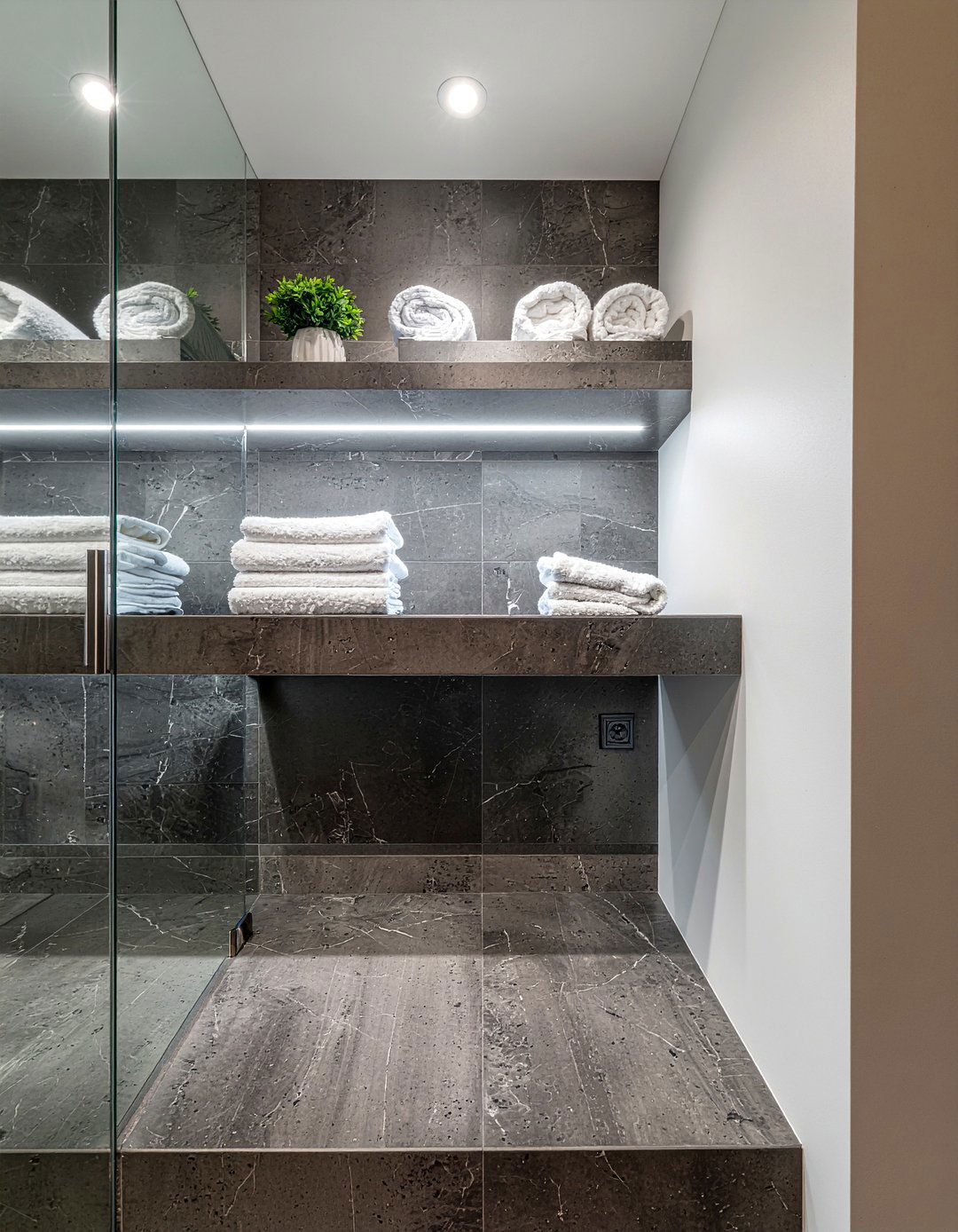 Recessed Corner Shelving - 30 bathroom corner storage ideas