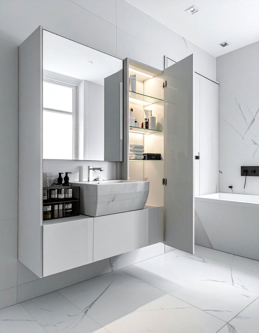 Recessed Medicine Cabinet - 30 bathroom unconventional storage ideas