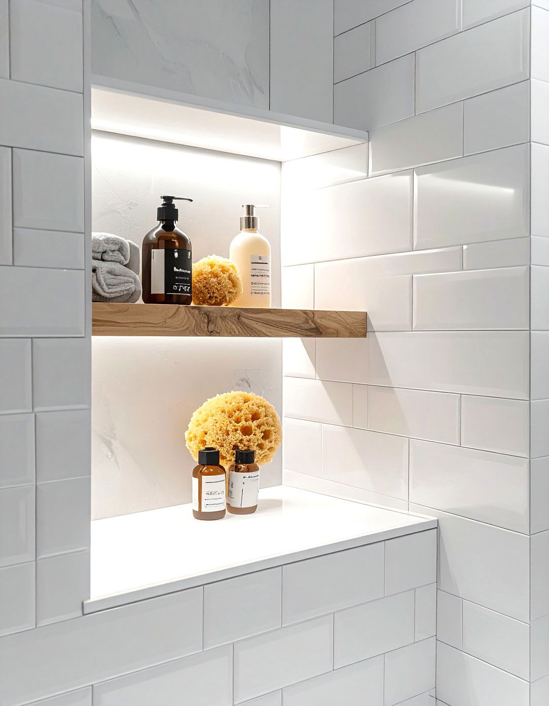 Recessed Shower Niche - 30 bathroom storage tips