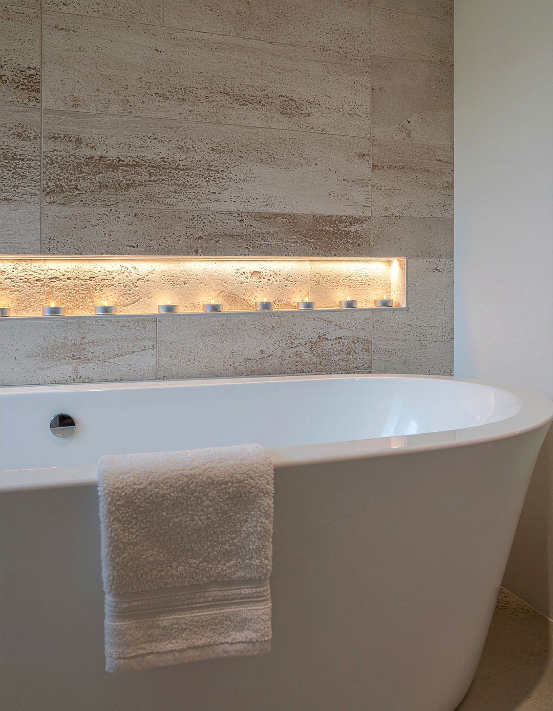 Recessed Wall Candle Shelf - 30 bathroom candle ideas