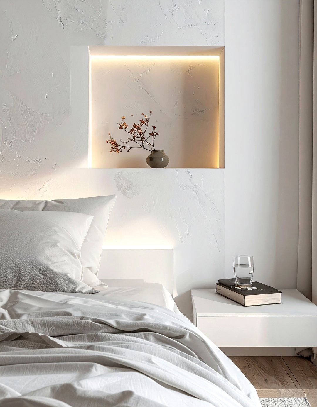 Recessed Wall Niche - 30 bedroom built-in storage ideas