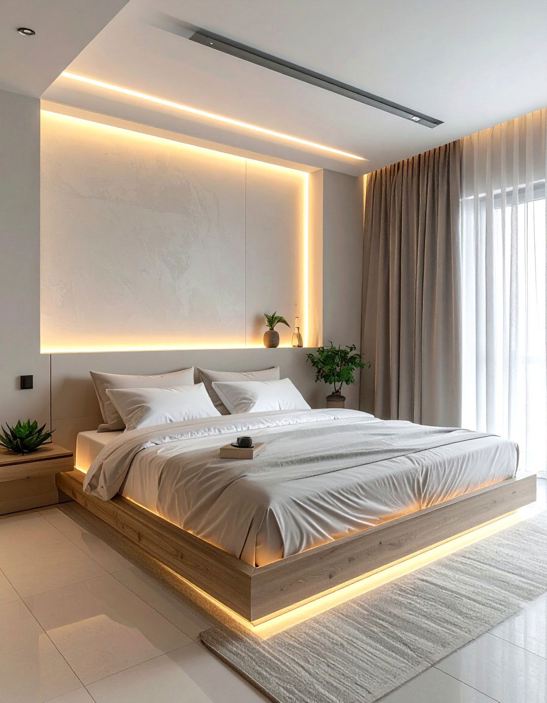 Recessed Wall Niche - 30 bedroom overhead storage ideas