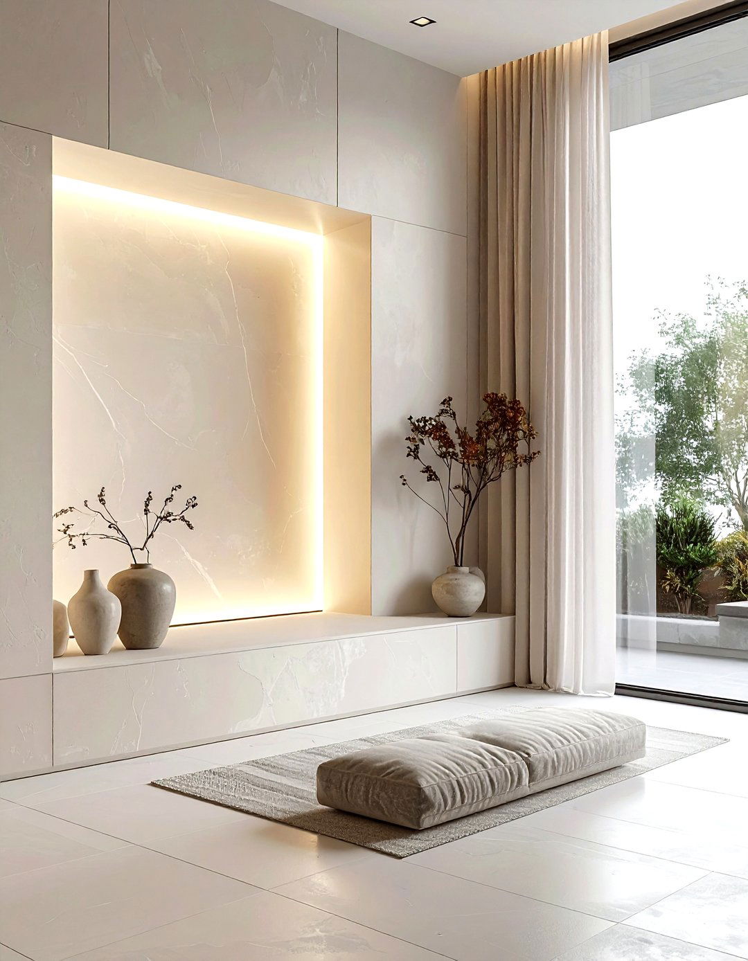 Recessed Wall Niche - 30 living room creative storage ideas