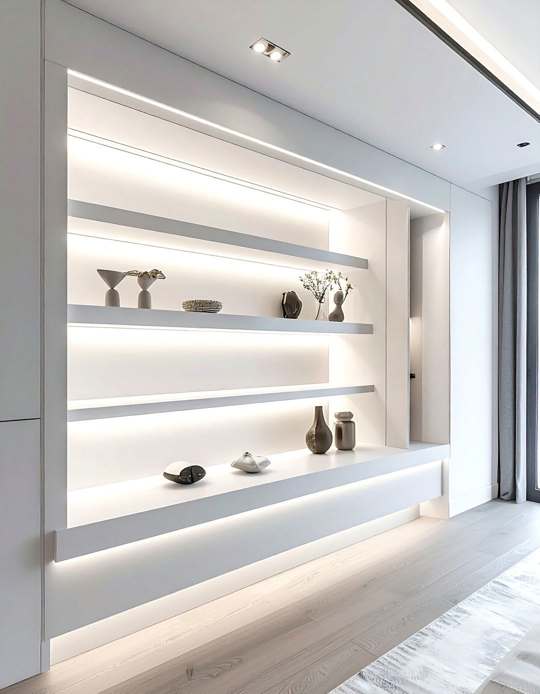 Recessed Wall Niche - 30 living room hidden storage ideas