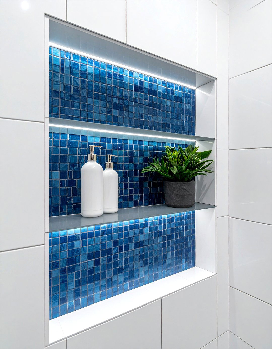 Recessed Wall Niche - 30 studio apartment bathroom ideas