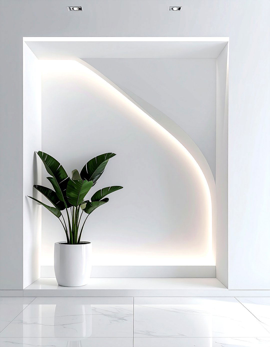 Recessed Wall Plant Niche - 30 living room plant shelves