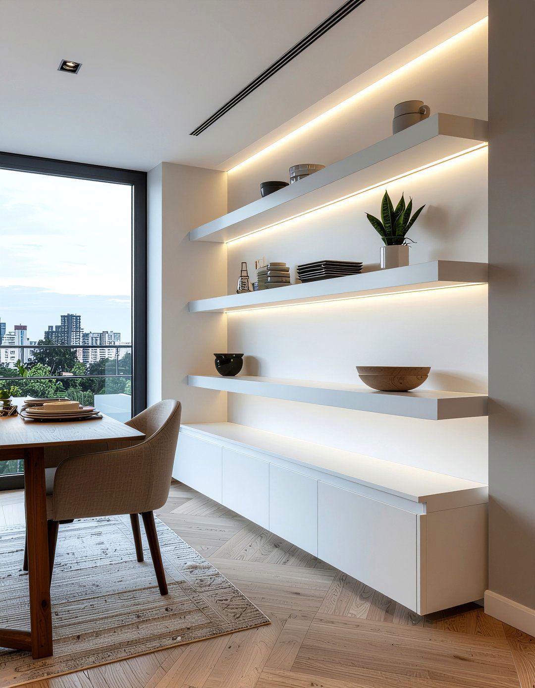 Recessed Wall Shelving - 30 dining room organization ideas