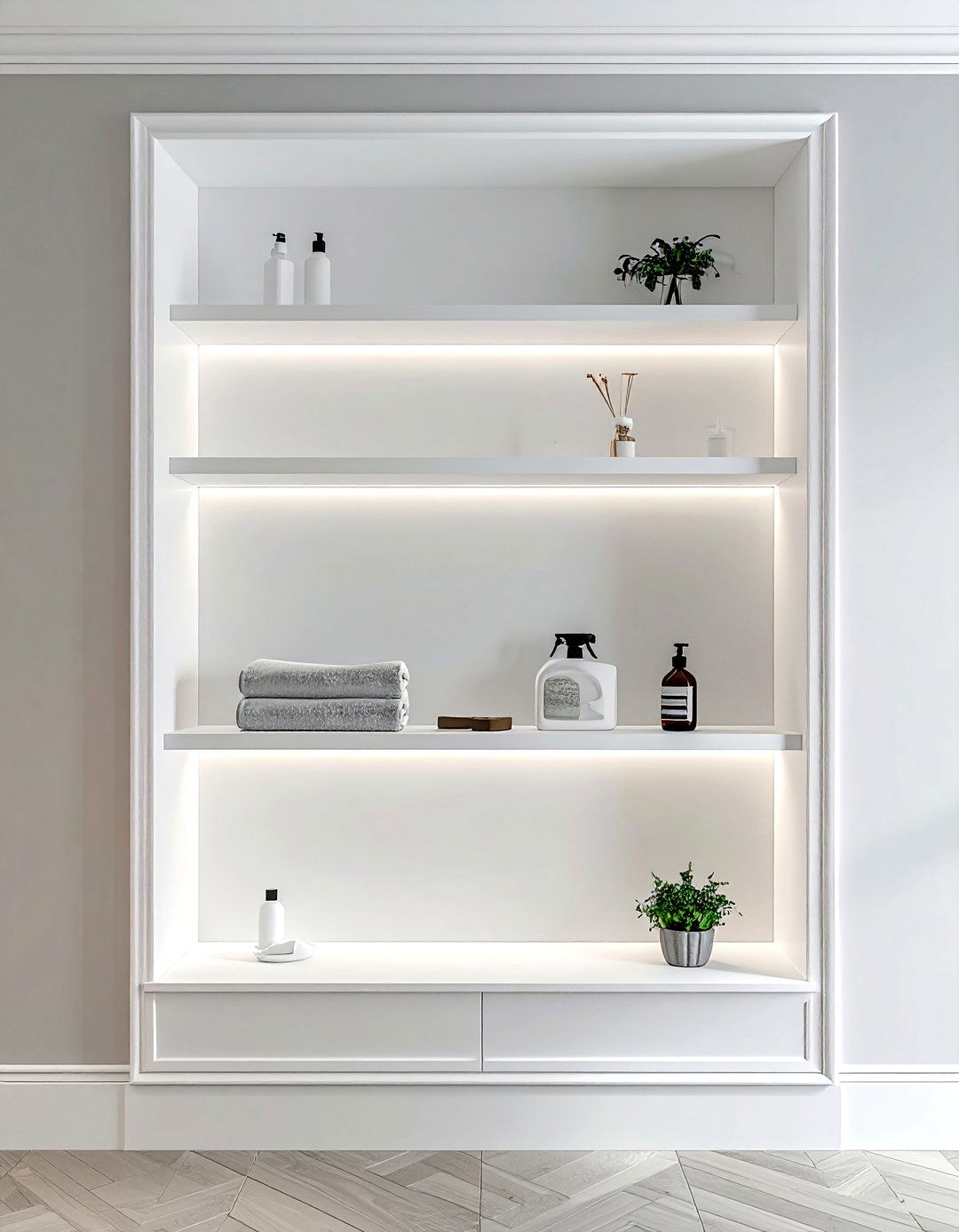 Recessed Wall Shelving - 30 laundry room shelving ideas