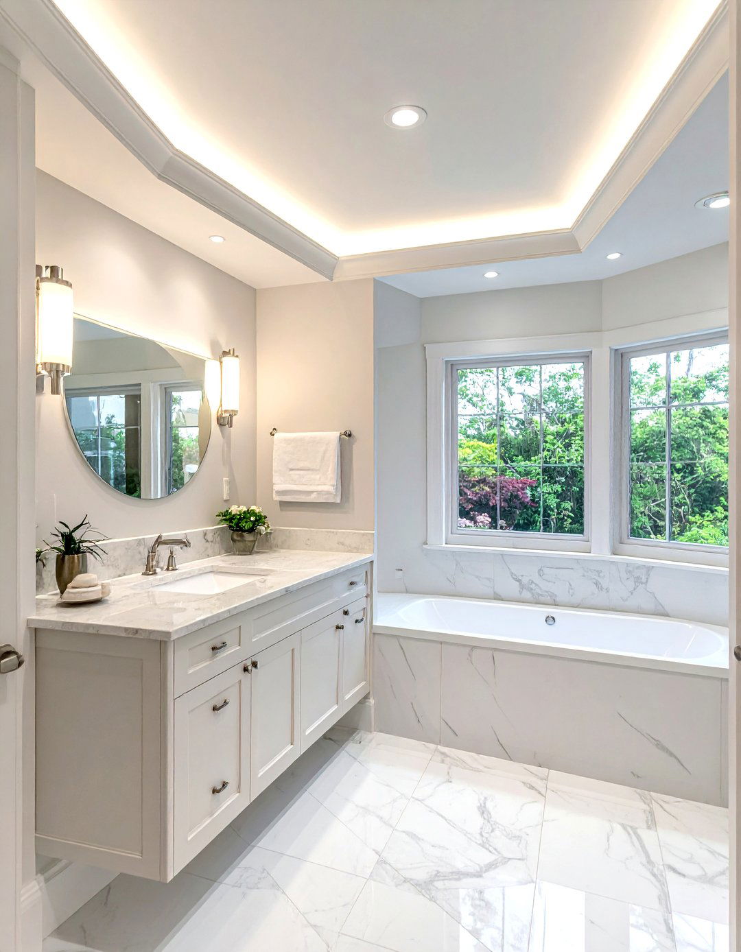 Recessed bathroom lighting - 30 brushed nickel bathroom ideas