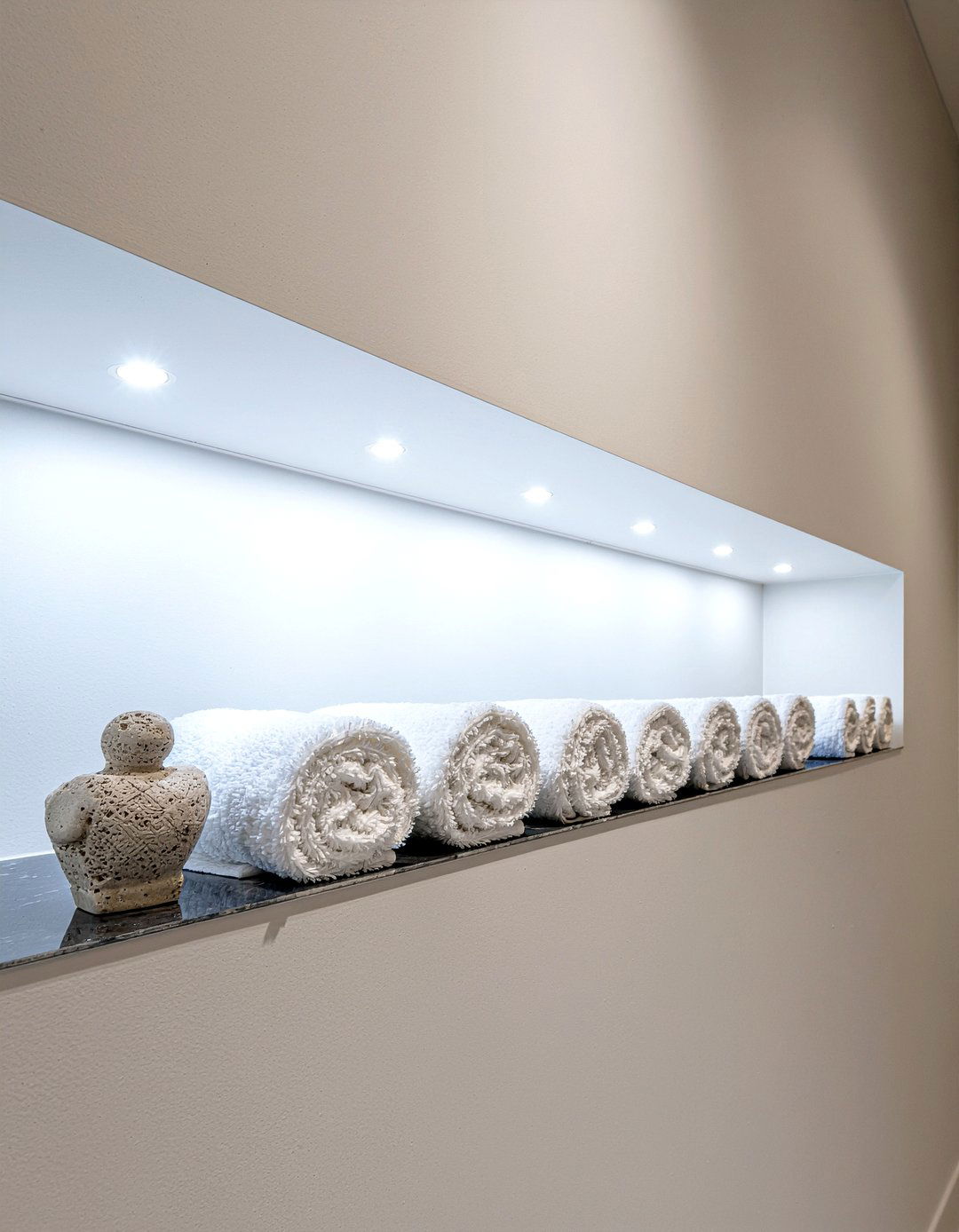 Recessed bathroom wall shelf - 30 bathroom shelf styling ideas