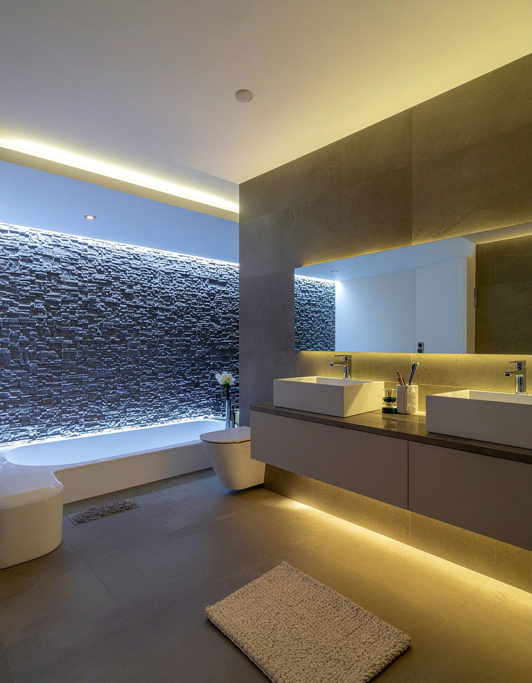 Recessed lighting half wall - 30 bathroom half wall ideas