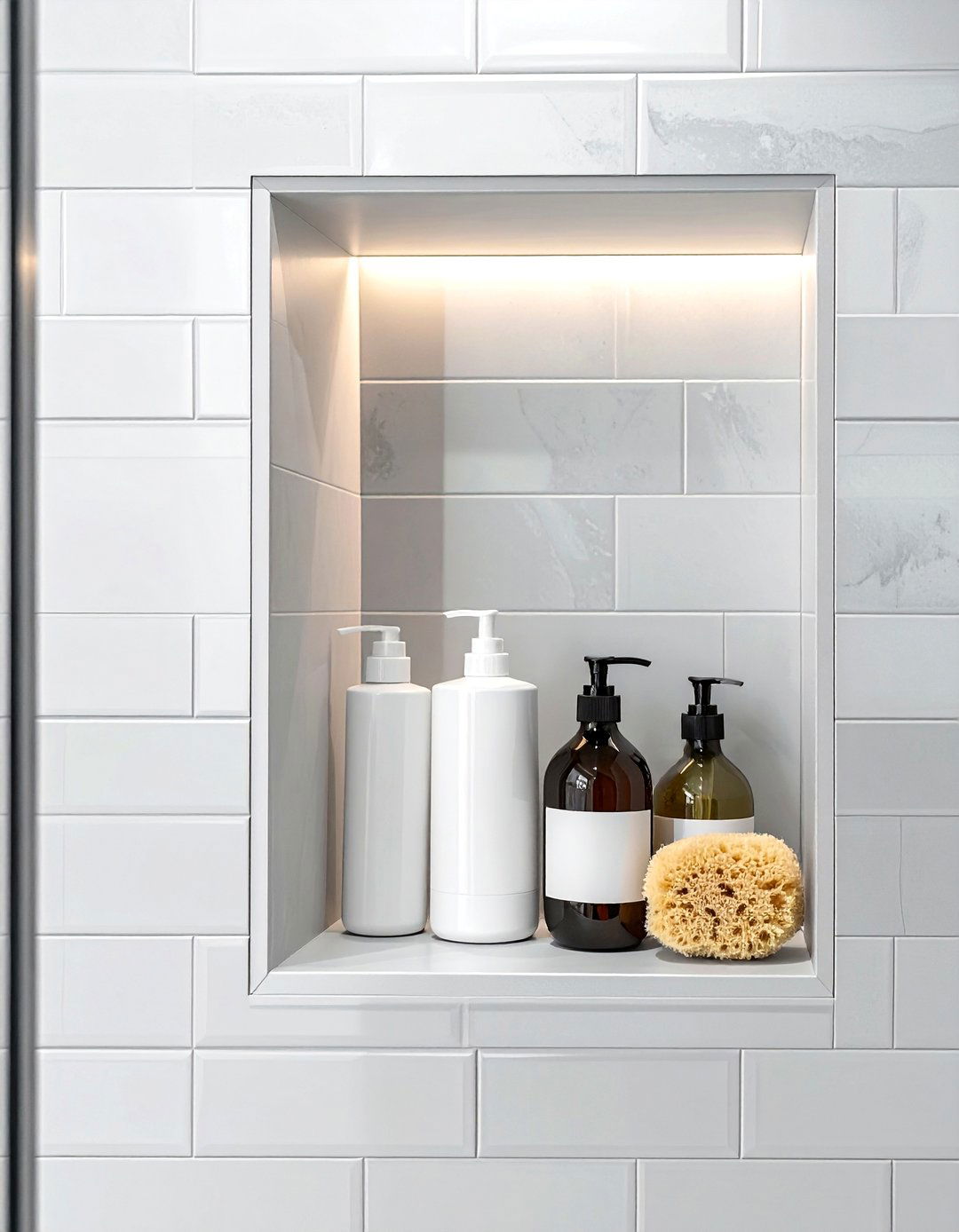 Recessed wall niche - 30 bathroom wall shelving ideas