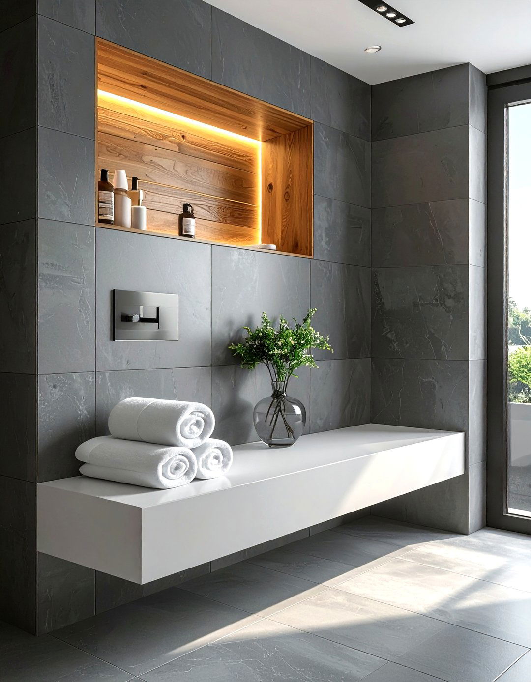 Recessed wall niche storage - 30 water closet ideas