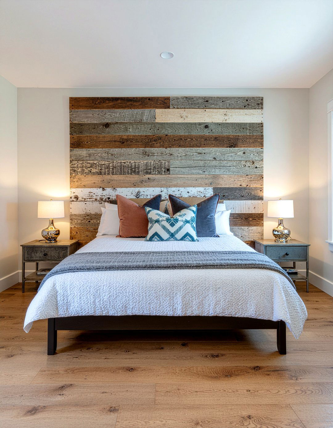 Reclaimed Barn Wood - 30 bedroom floating headboard ideas