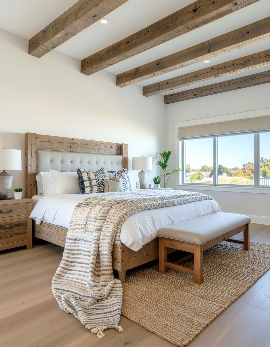 Reclaimed Beam Bed - 30 bedroom reclaimed wood furniture ideas