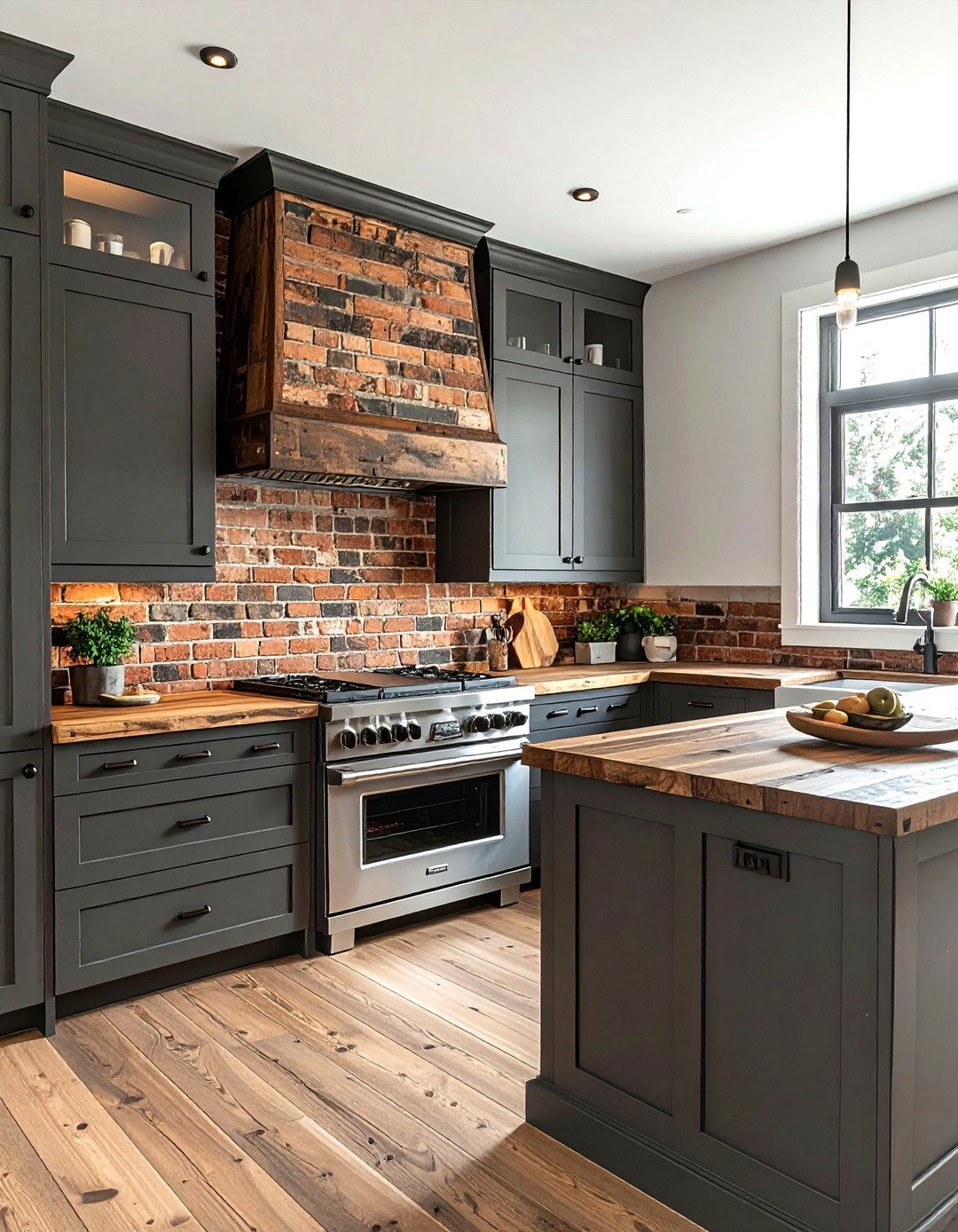 Reclaimed Brick Backsplash - 30 brick kitchen ideas