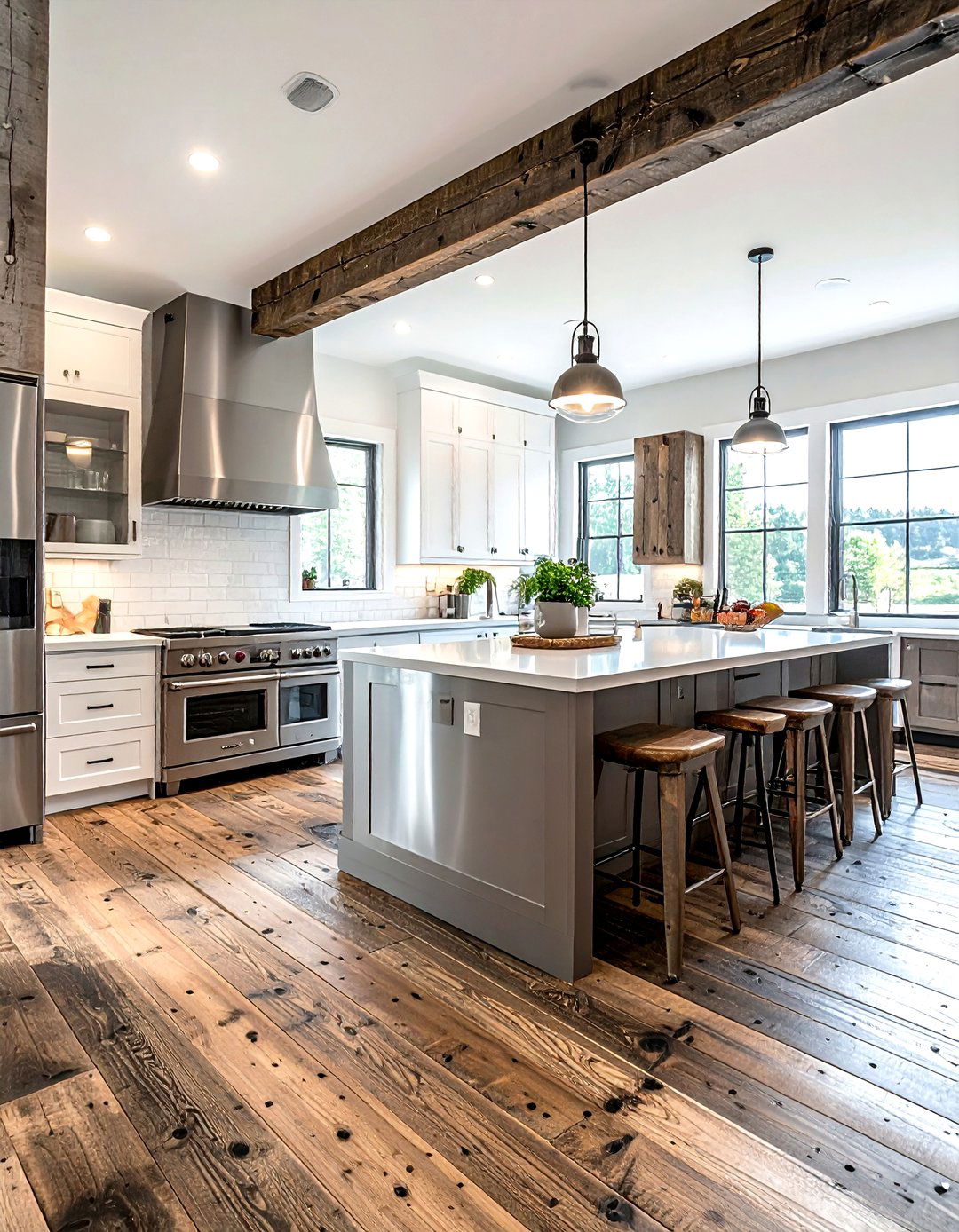 Reclaimed Wood - 30 kitchen floor design ideas