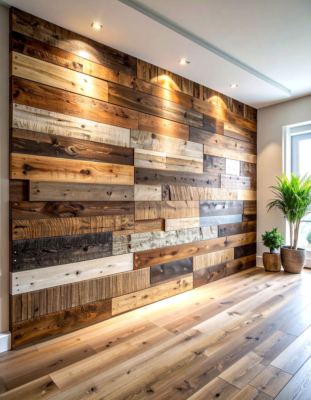Reclaimed Wood Accent Wall - 30 reclaimed wood dining room ideas