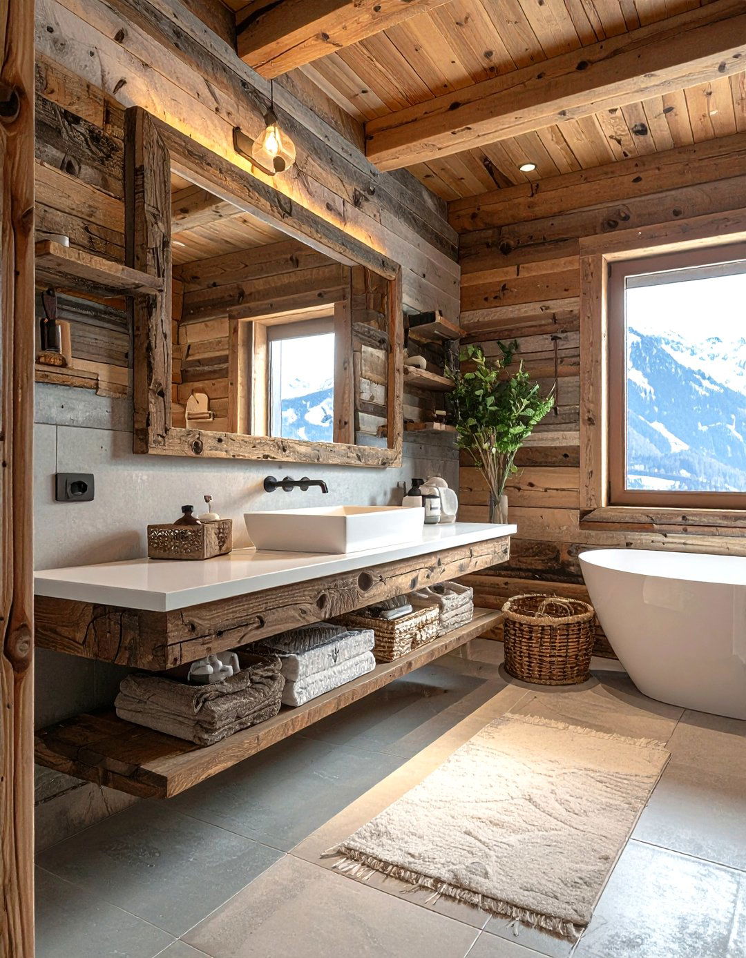 Reclaimed Wood Accents - 30 chalet bathroom ideas