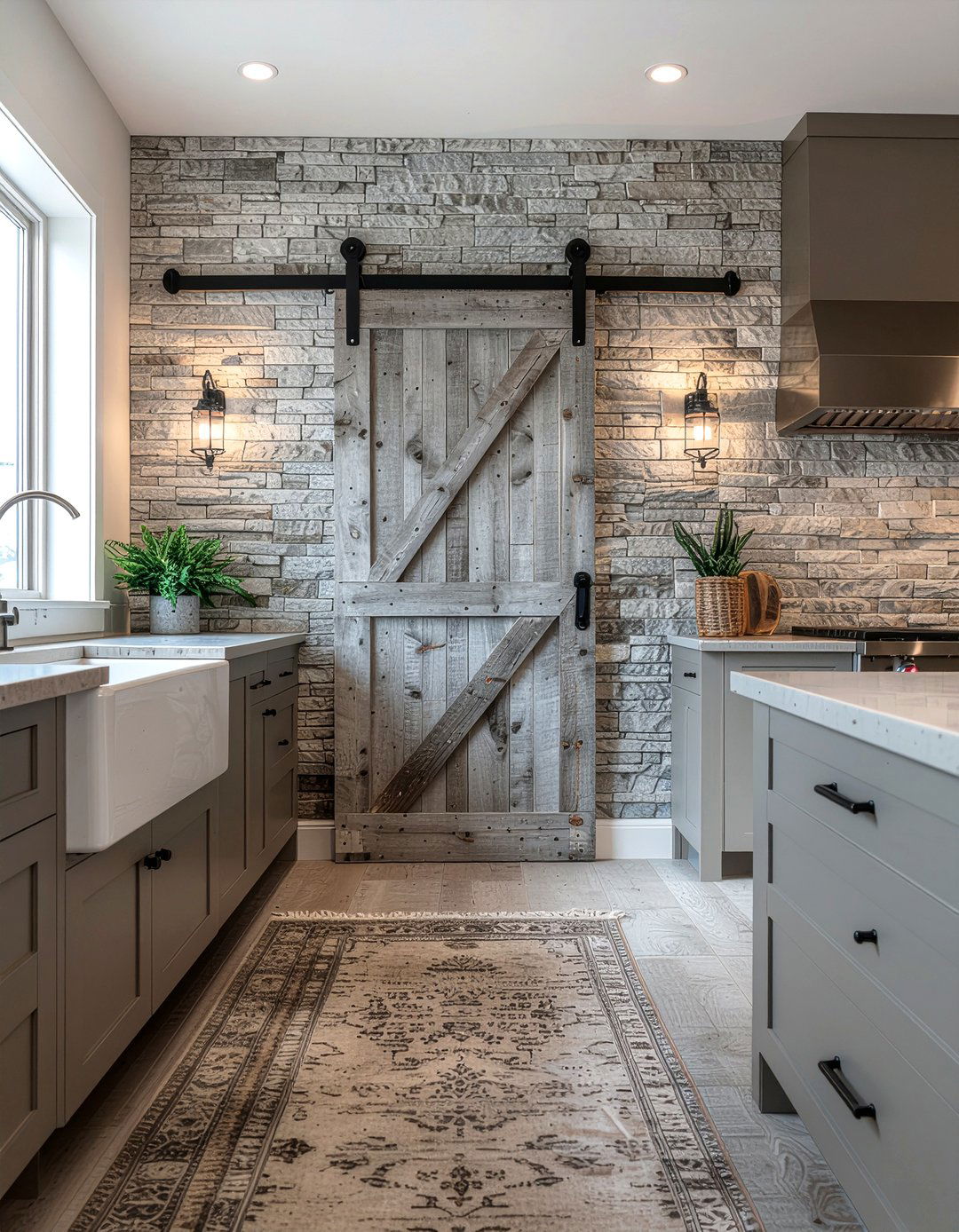 Reclaimed Wood Barn Door - 30 kitchen barn door ideas