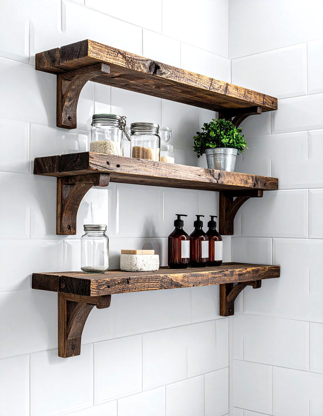 Reclaimed Wood Bathroom Shelf - 30 natural bathroom ideas