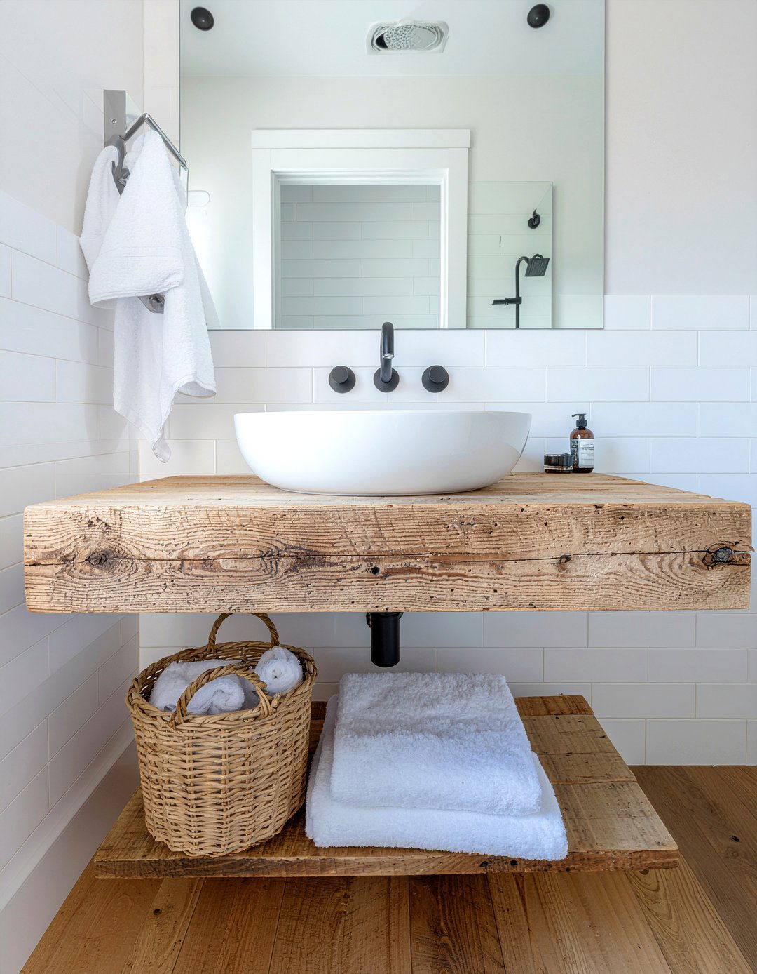 Reclaimed Wood Bathroom Vanity - 30 recycled material bathroom ideas