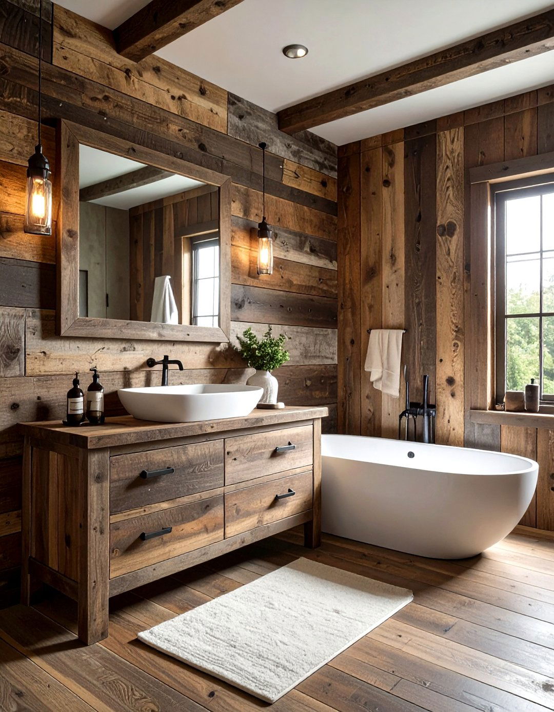 Reclaimed Wood Bathroom - 30 bathroom wall texture ideas