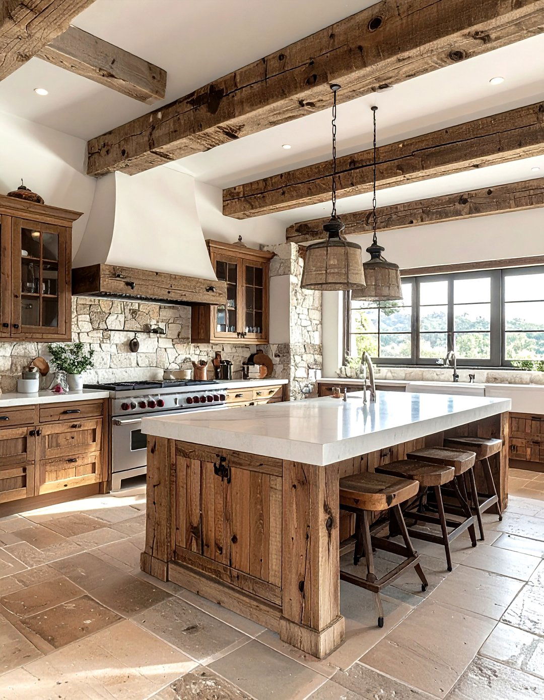 Reclaimed Wood Beam - 30 Santa Fe kitchen ideas