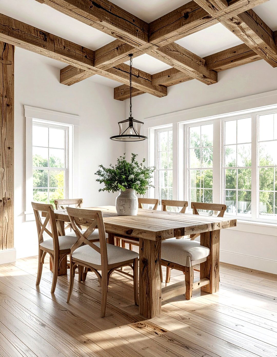 Reclaimed Wood Beams - 30 lodge dining room ideas