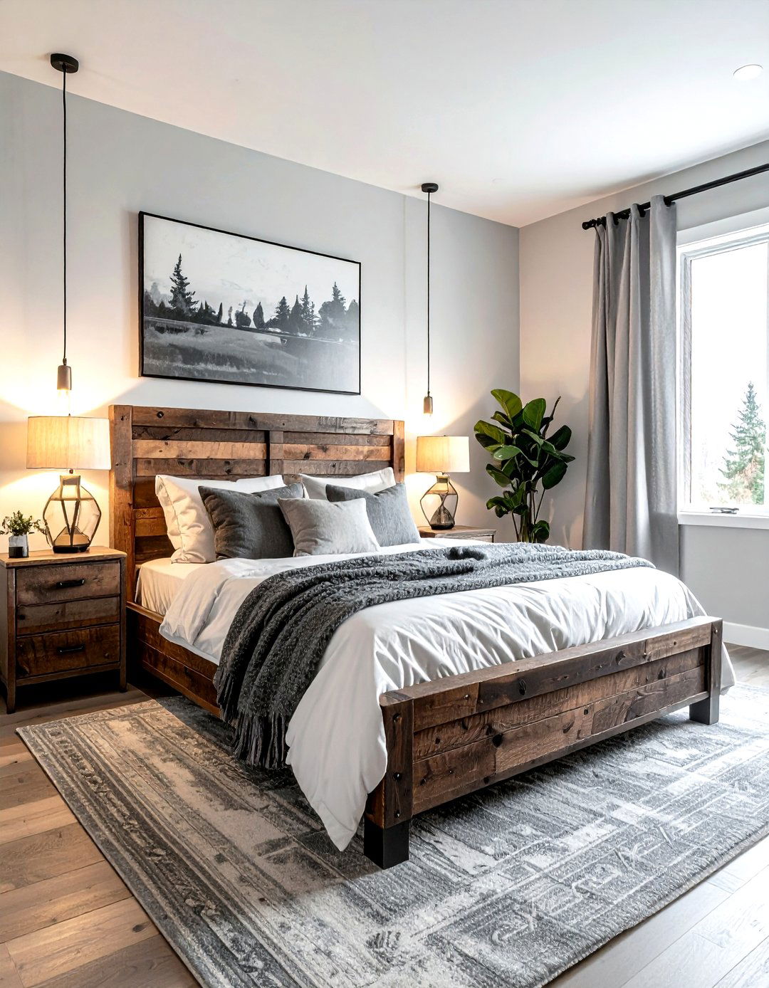 Reclaimed Wood Bedroom - 30 industrial gray bedroom ideas