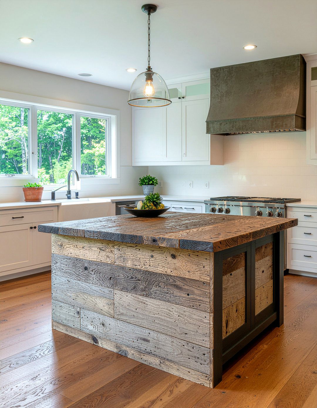 Reclaimed Wood Butcher Block Island - 30 butcher block kitchen island ideas