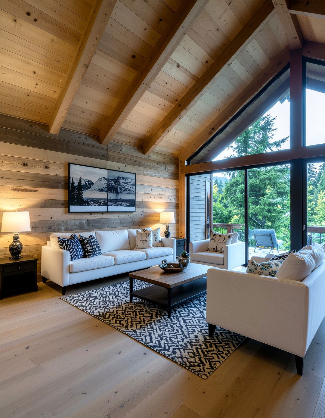 Reclaimed Wood Cabin - 30 cabin style living room ideas