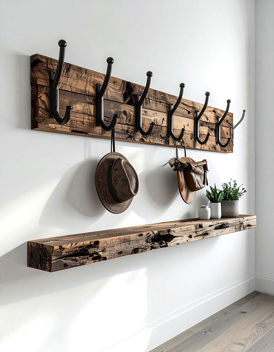 Reclaimed Wood Coat Rack - 30 reclaimed wood decor ideas
