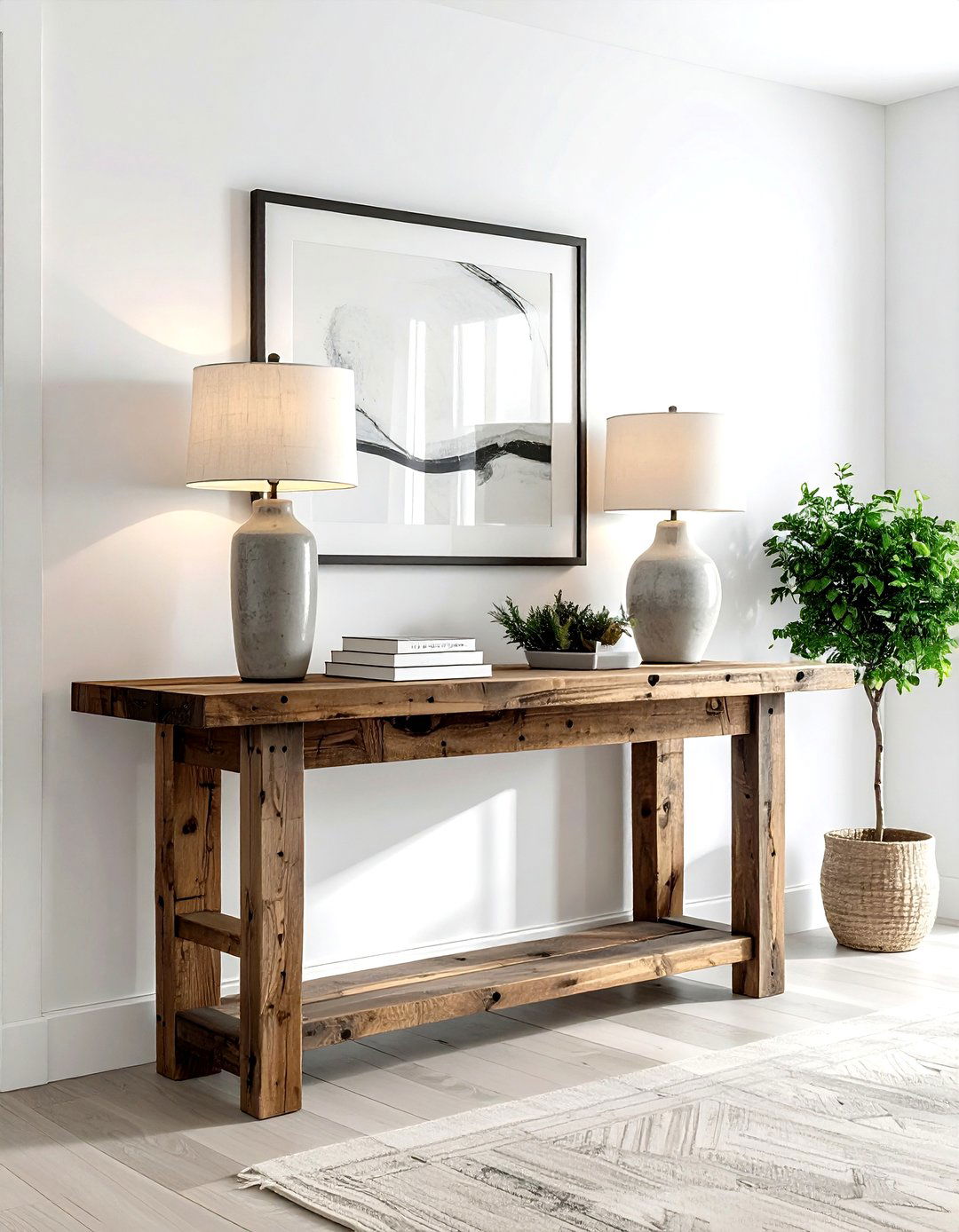 Reclaimed Wood Console Table - 30 reclaimed wood decor ideas