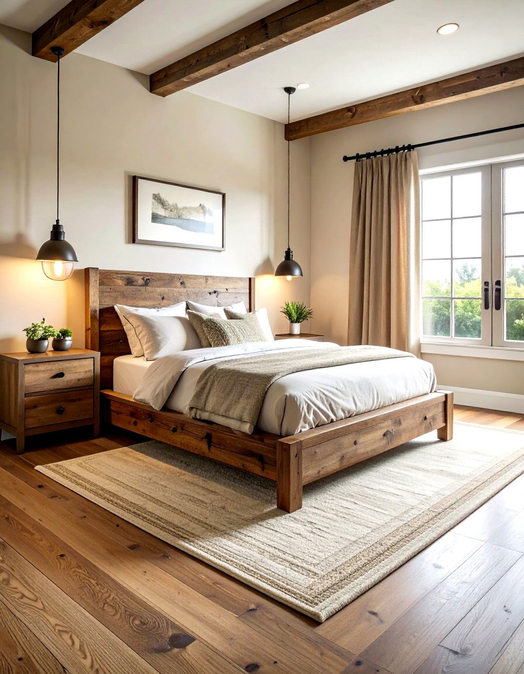 Reclaimed Wood Cream Bedroom - 30 industrial cream bedroom ideas