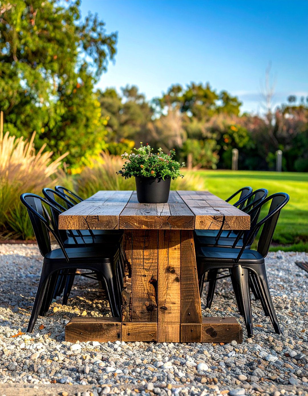 Reclaimed Wood Dining Set - 30 outdoor dining furniture ideas