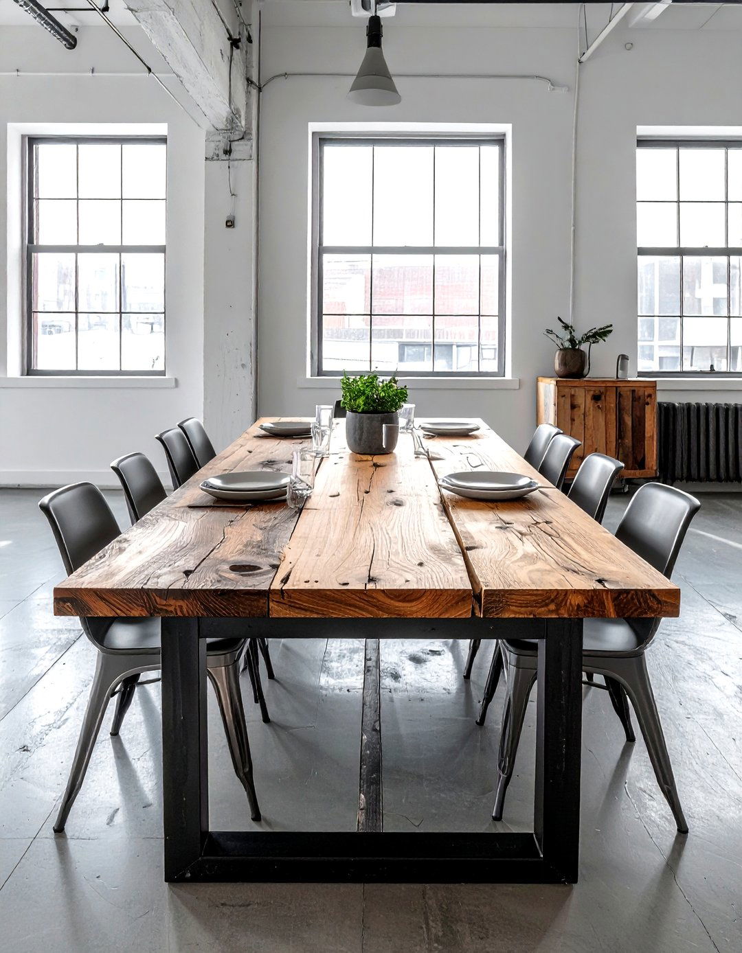 Reclaimed Wood Dining Table - 30 warehouse dining room ideas