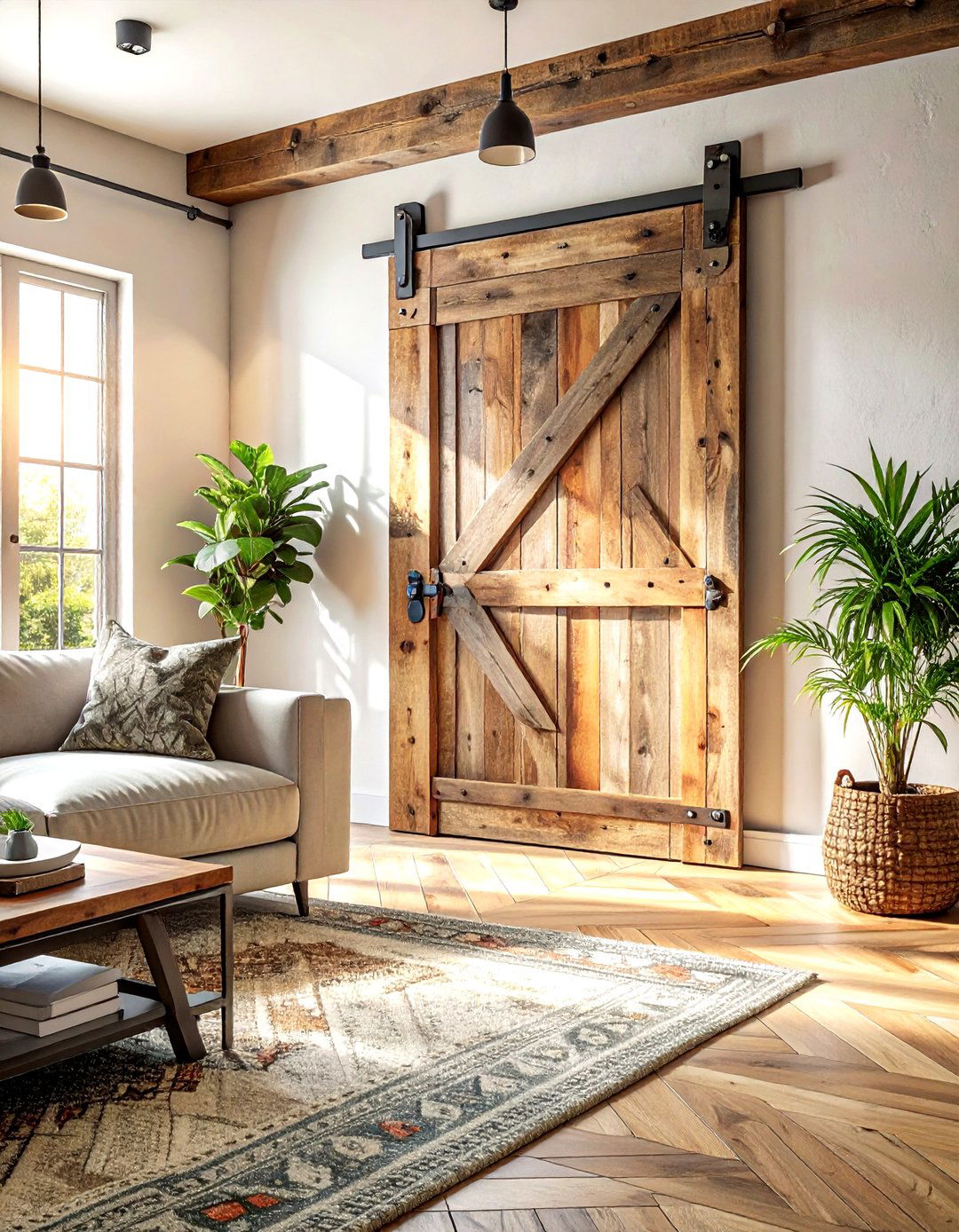 Reclaimed Wood Door - 30 living room door ideas
