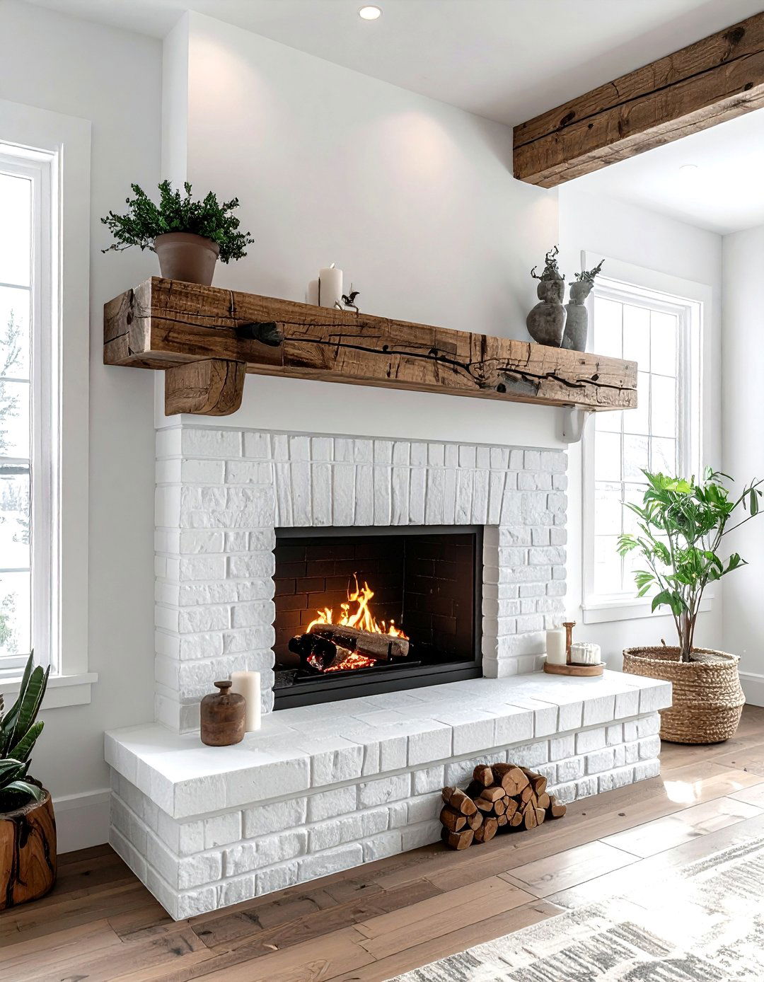 Reclaimed Wood Fireplace Mantel - 30 reclaimed wood decor ideas
