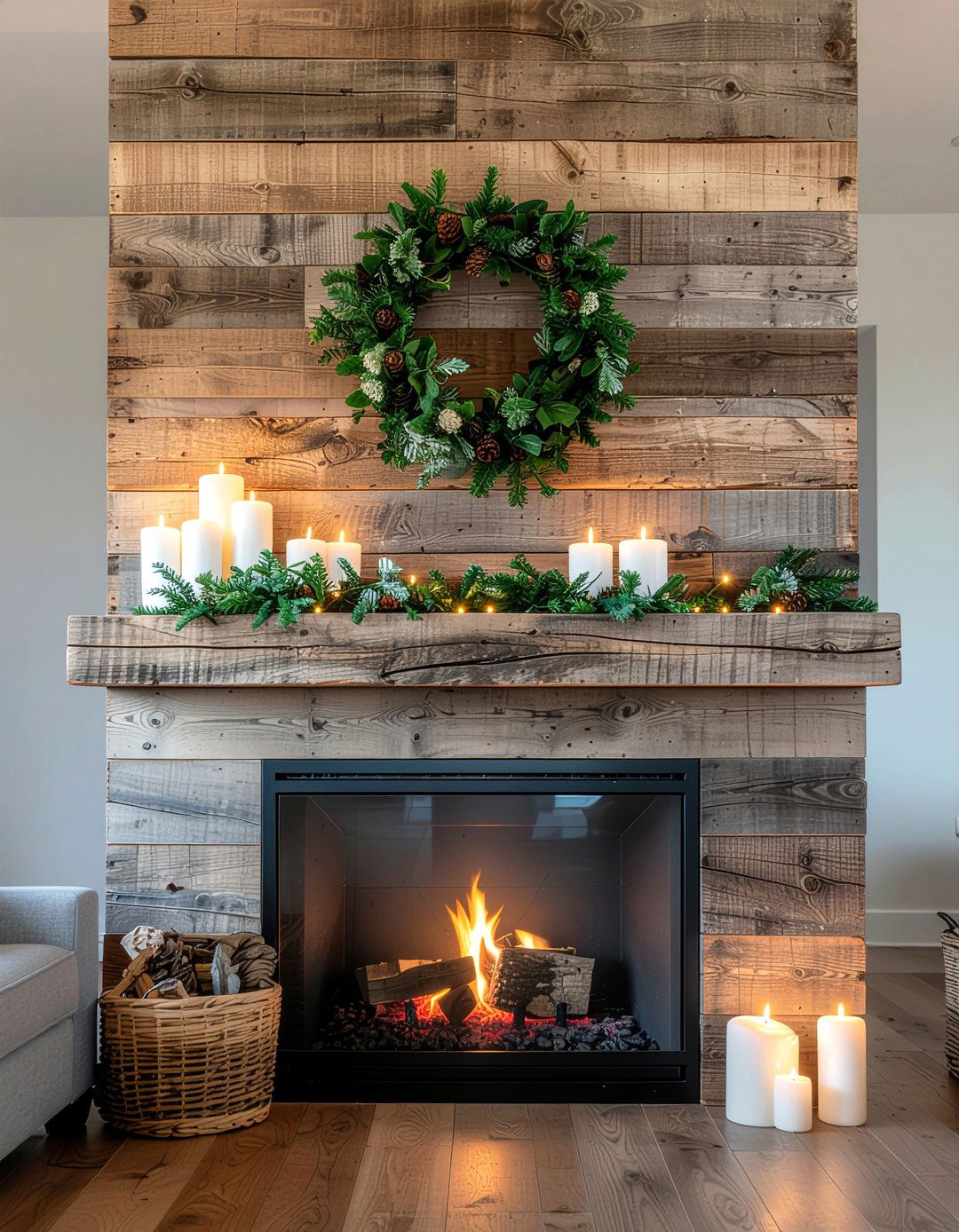Reclaimed Wood Fireplace Mantel - 30 layered texture living room ideas