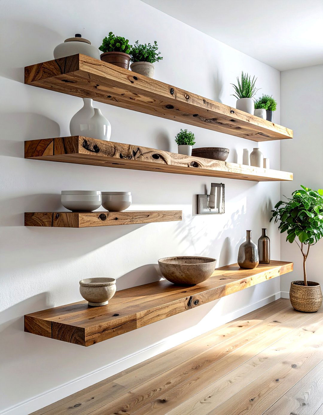 Reclaimed Wood Floating Shelves - 30 reclaimed wood dining room ideas