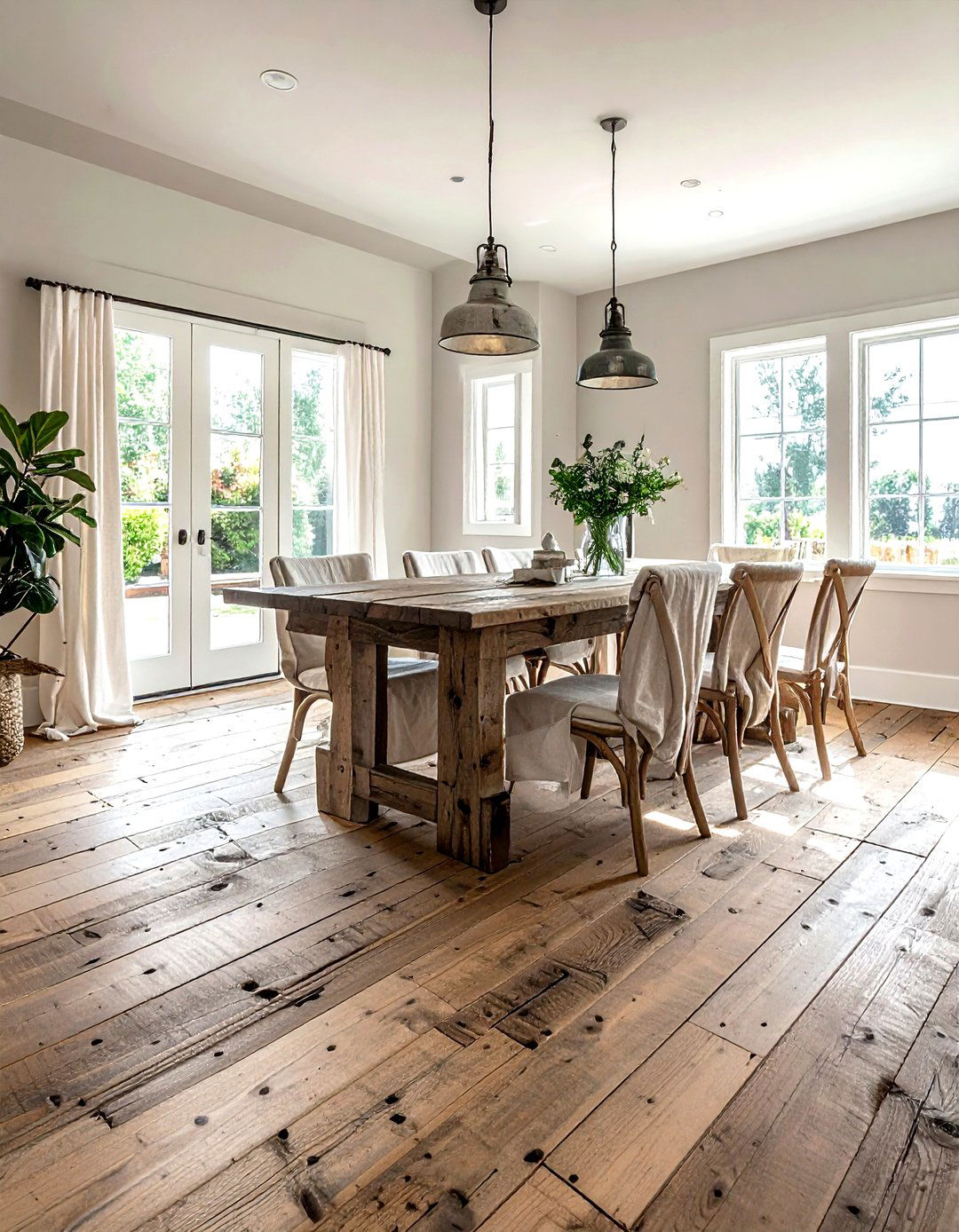 Reclaimed Wood Floor - 30 dining room floor design ideas