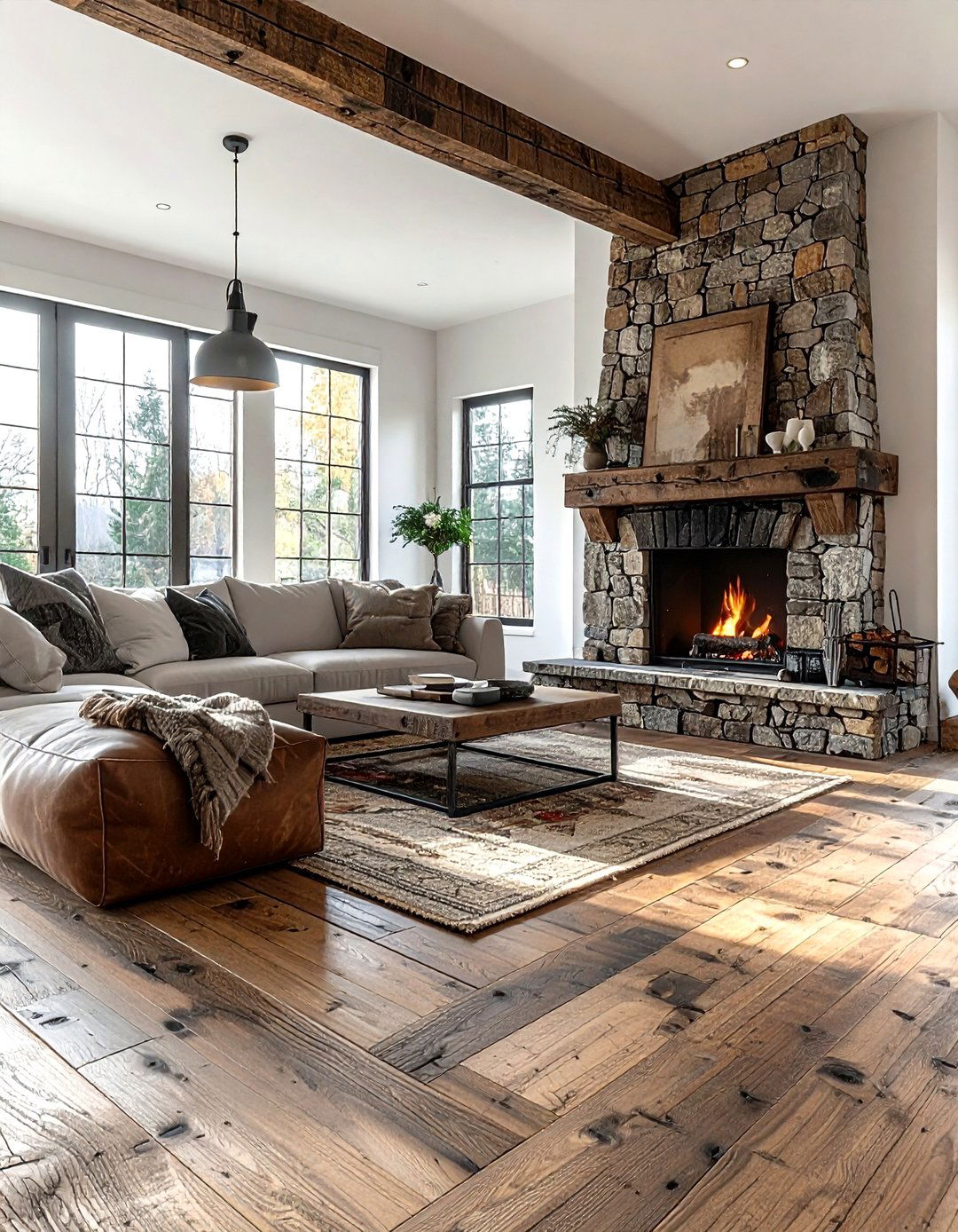 Reclaimed Wood Floor - 30 living room hardwood floors