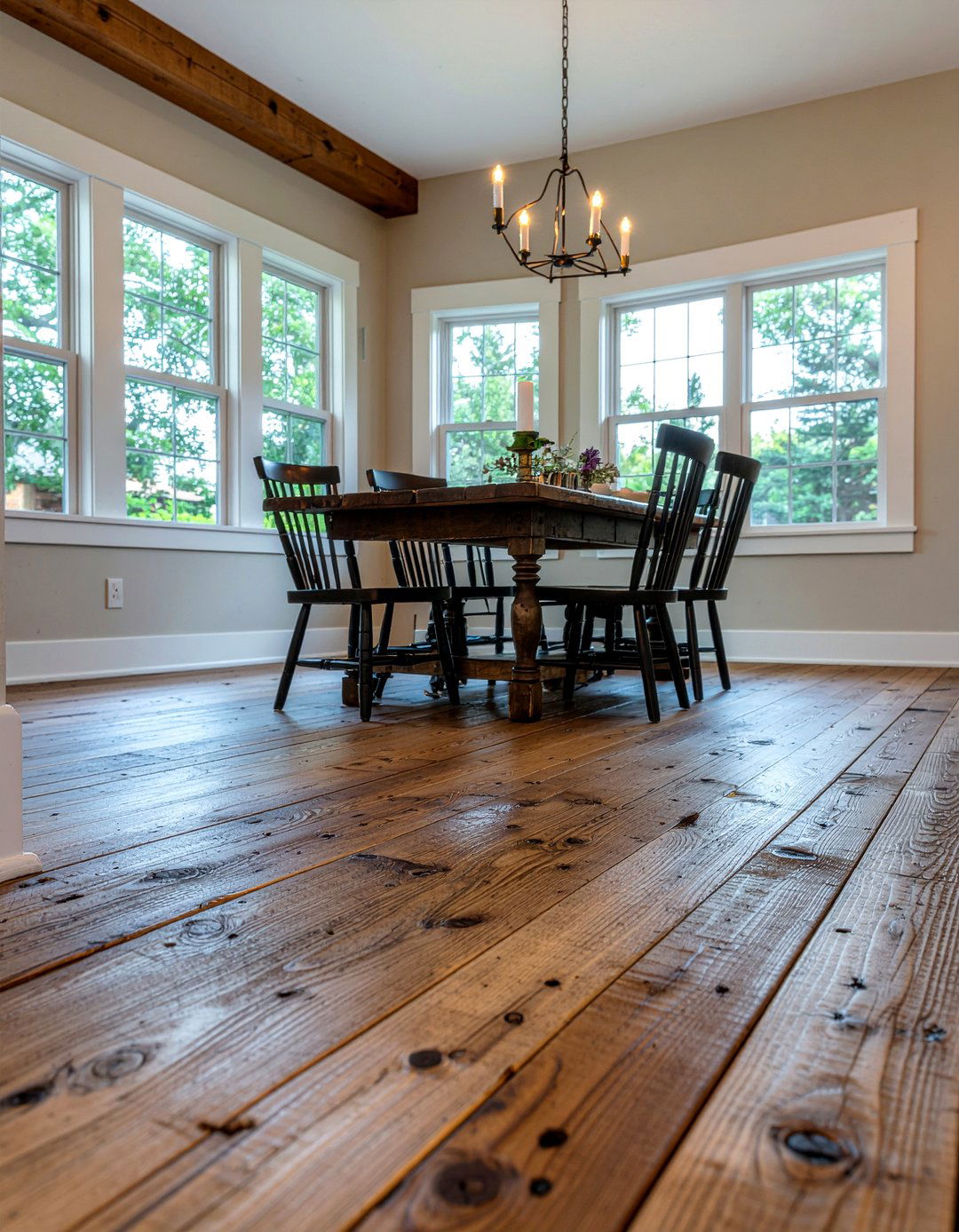 Reclaimed Wood Flooring - 30 country dining room ideas