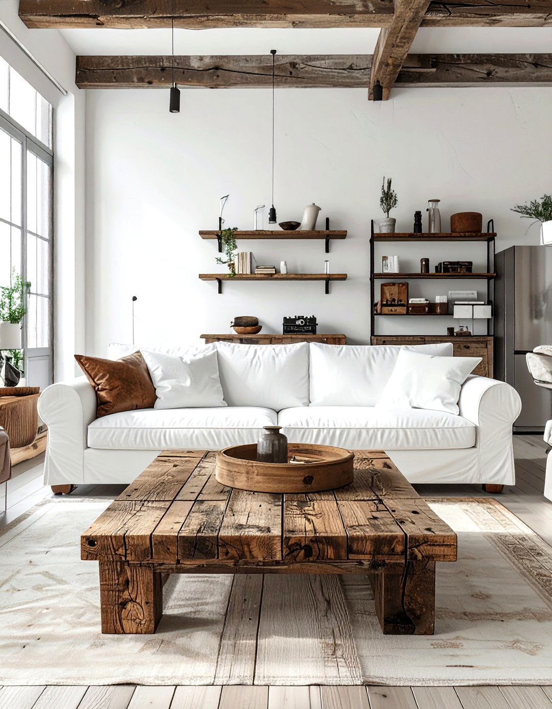 Reclaimed Wood Furniture - 30 industrial white living room ideas