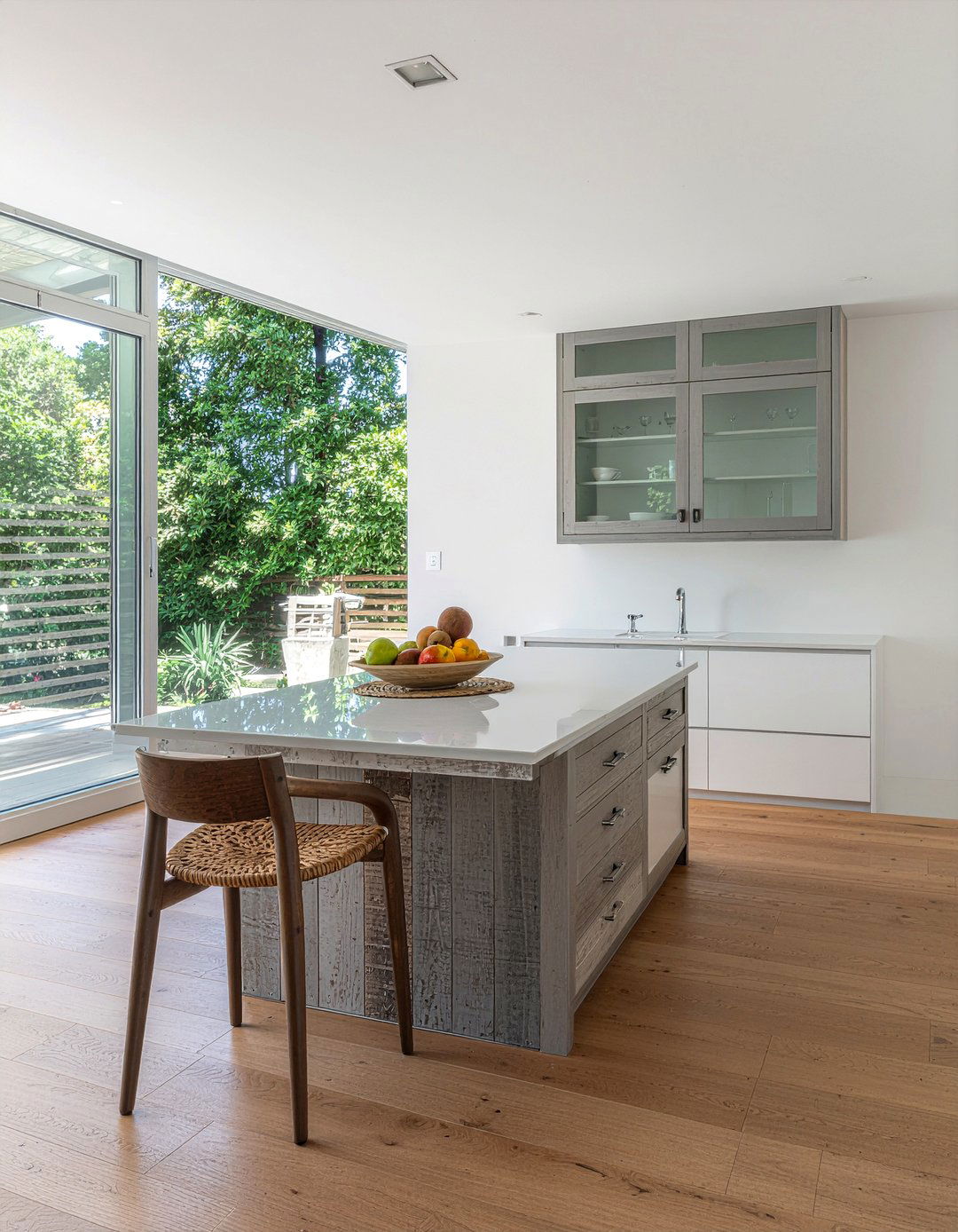 Reclaimed Wood Glass Cabinets - 30 glass front kitchen cabinet ideas