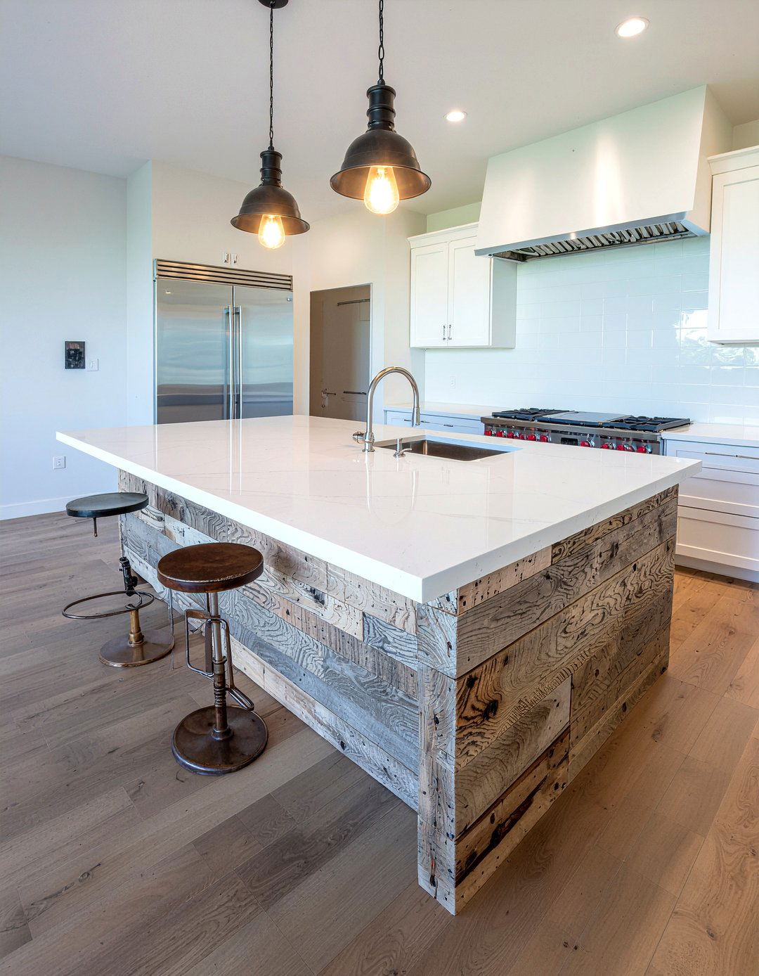Reclaimed Wood Island - 30 English farmhouse kitchen ideas