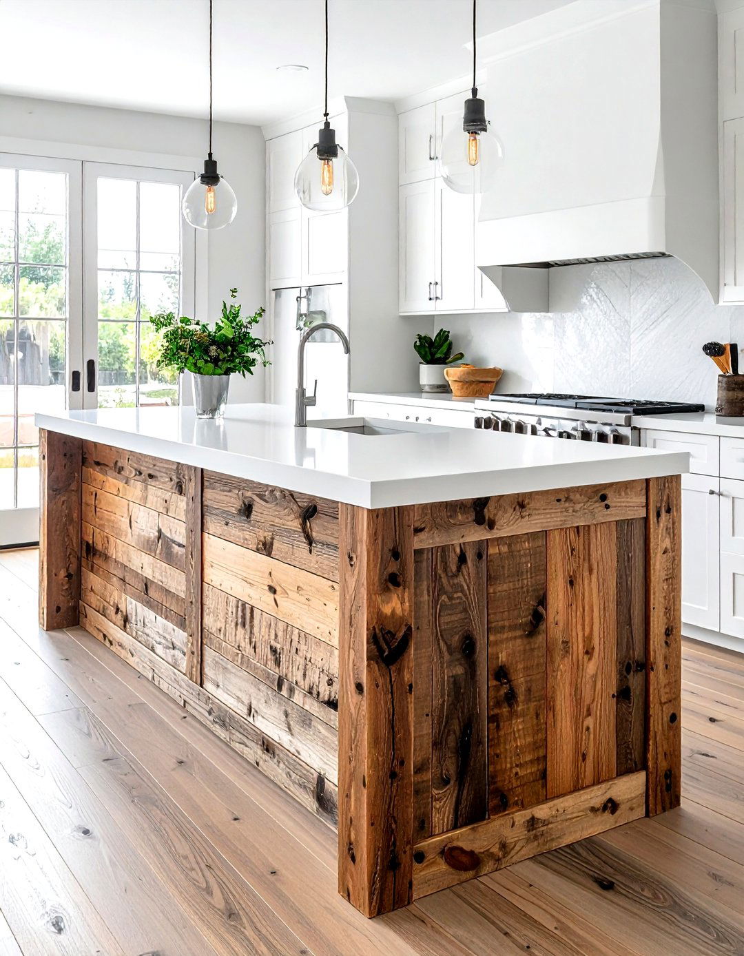 Reclaimed Wood Island - 30 warm brown kitchen ideas